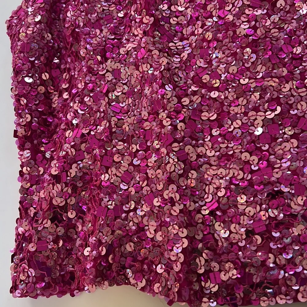 Laurence Kazar pure silk sequined going out crop top fuchsia EUC sari blouse - Picture 3 of 7